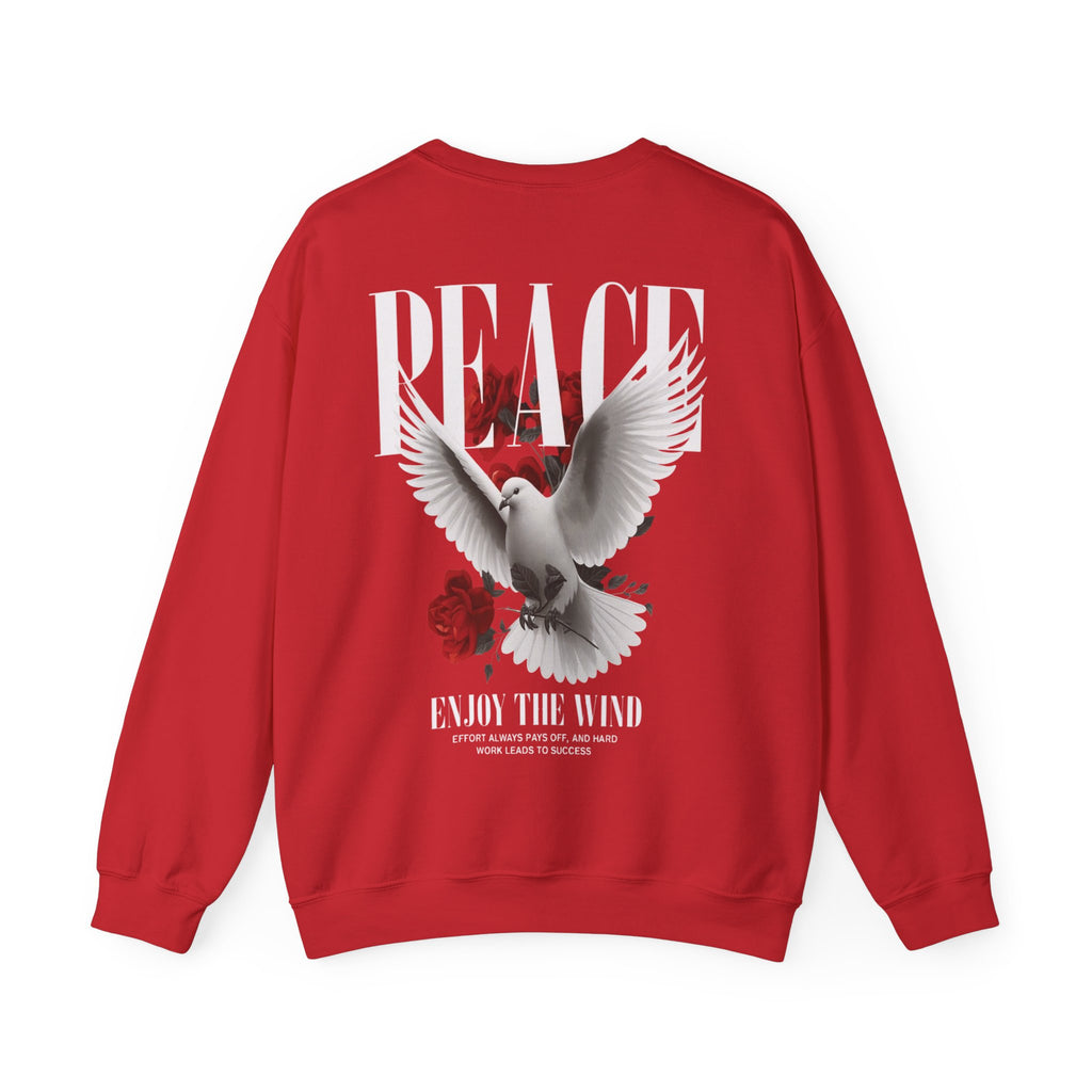 Peace Dove Crewneck Sweatshirt — "Peace" Graphic with Roses
